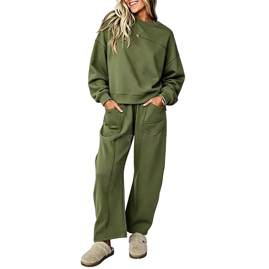 Ensemble décontracté femme Sweat-shirt et pantalon à jambes larges