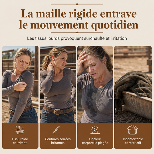 Haut en maille à manches longues raglan de style Western Ranch pour femme, en tissu gaufre texturé avec ourlet incurvé