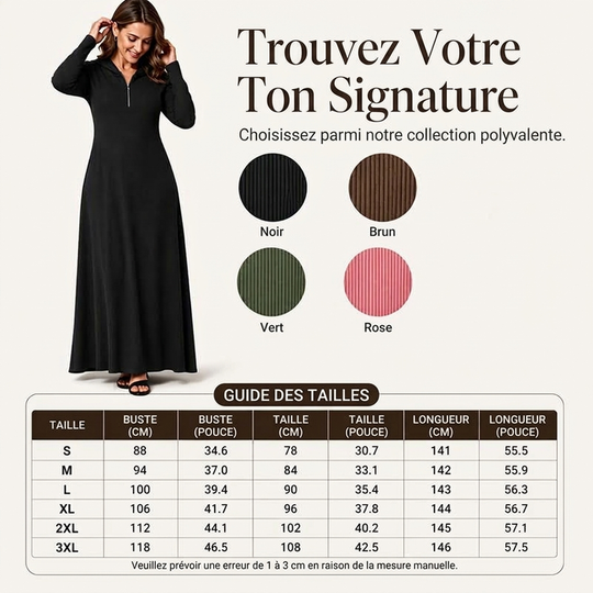 Robe longue en maille côtelée à capuche pour femme