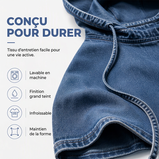 Sweat à capuche en jean décontracté et ample pour femme