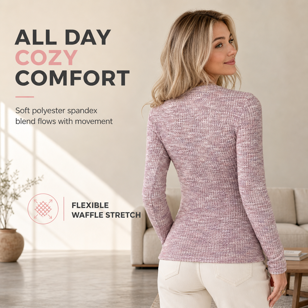 🌸Promotion exceptionnelle : 50 % de réduction💖Pull en maille à manches longues, col en V et demi-zip pour femme