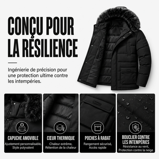 Veste d'hiver mi-longue pour homme, coupe-vent et thermique