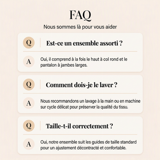 Ensemble décontracté femme : haut col rond et pantalon imprimé