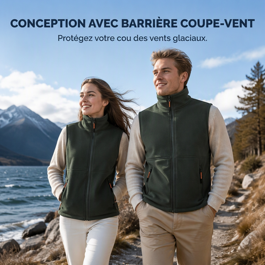 Gilet d'hiver unisexe doublé peluche et chaud