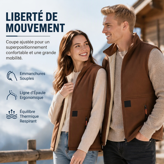 Gilet d'hiver unisexe doublé peluche et chaud