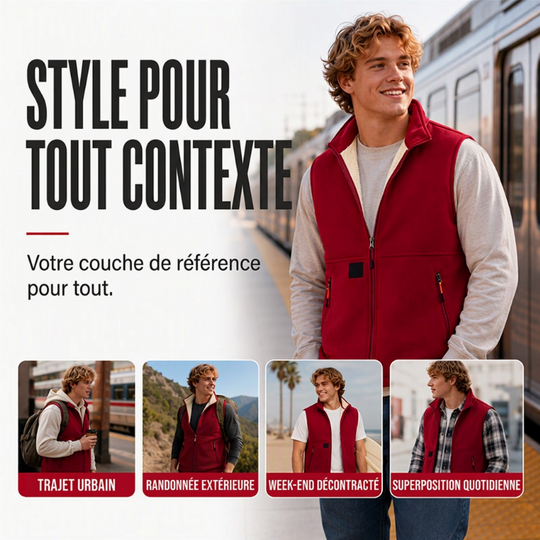 Gilet d'hiver unisexe doublé peluche et chaud