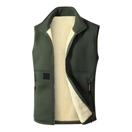 Gilet d'hiver unisexe doublé peluche et chaud