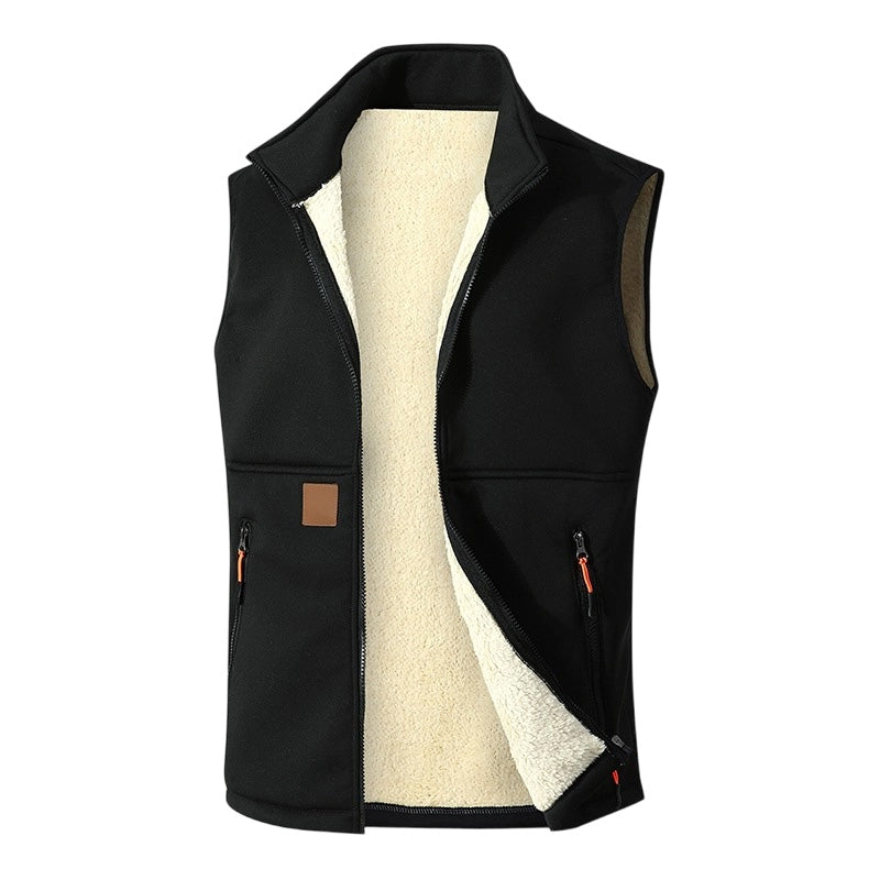 Gilet d'hiver unisexe doublé peluche et chaud
