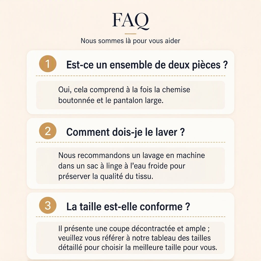 Ensemble pour femme composé d'une chemise rayée allongée et d'un pantalon à jambe large
