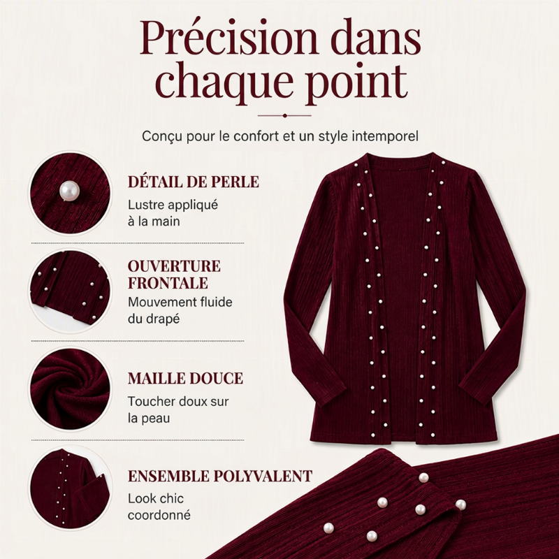 Cardigan en tricot pour femme orné de pertes