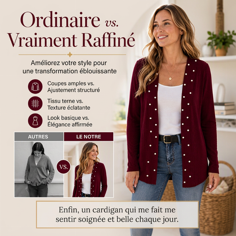Cardigan en tricot pour femme orné de pertes