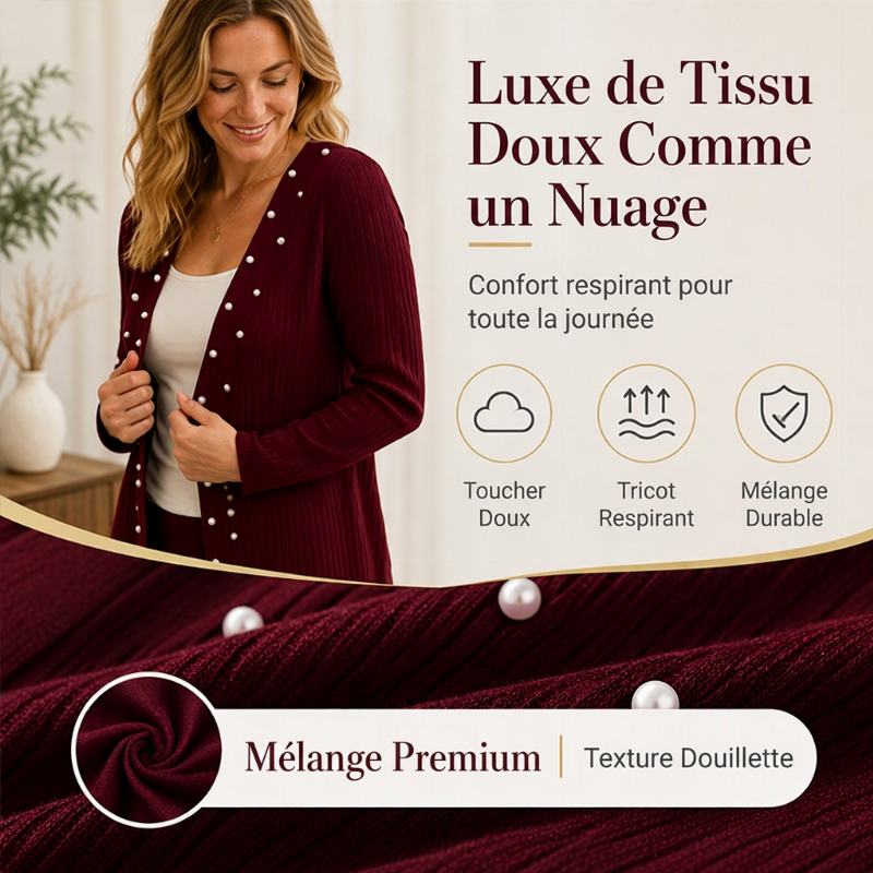 Cardigan en tricot pour femme orné de pertes