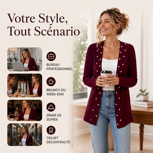 Cardigan en tricot pour femme orné de pertes