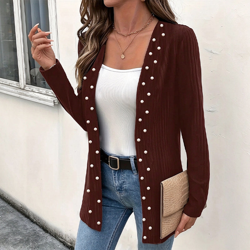Cardigan en tricot pour femme orné de pertes