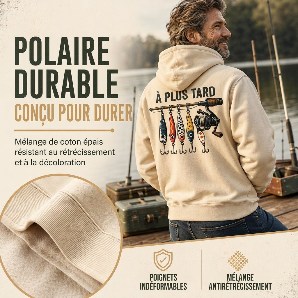 Sweat à capuche décontracté pour homme avec motif graphique de pêche rétro, coupe détendue, en molleton doux mélangé de coton, avec poches kangourou