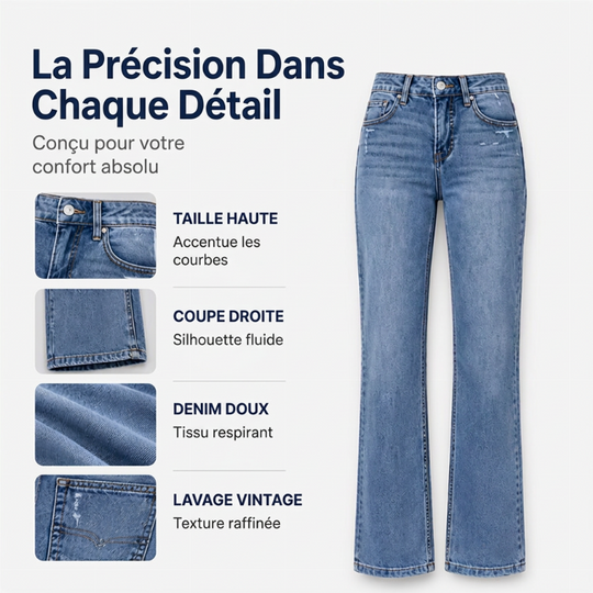 Jeans décontractés extensibles à taille haute pour femmes