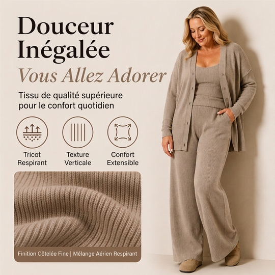 Ensemble de détente en tricot 3 pièces pour femme