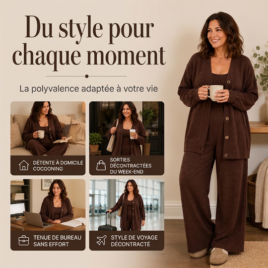 Ensemble de détente en tricot 3 pièces pour femme