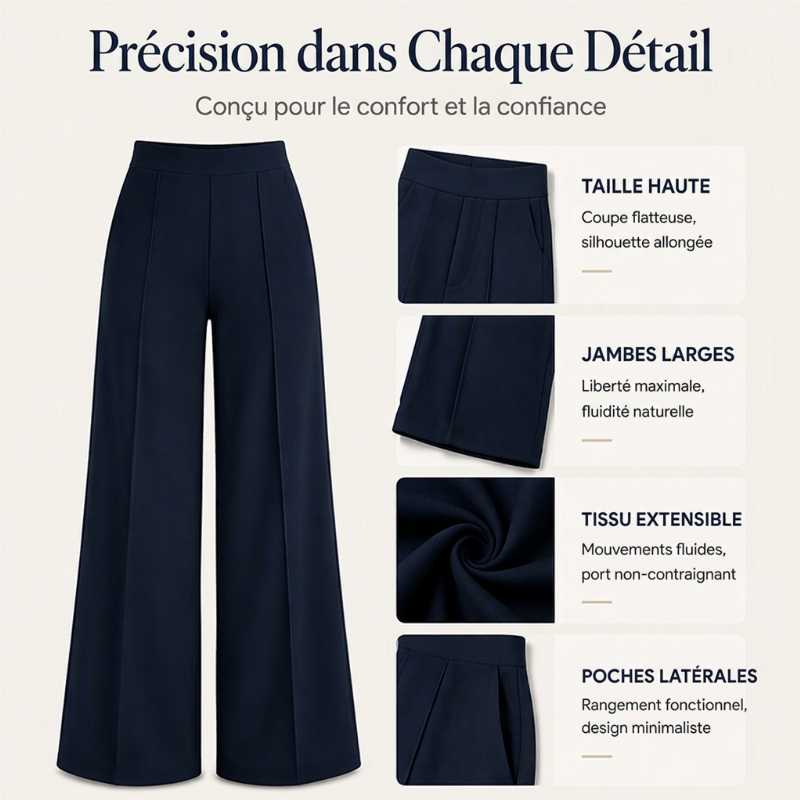 Pantalon large taille haute décontracté pour femmes