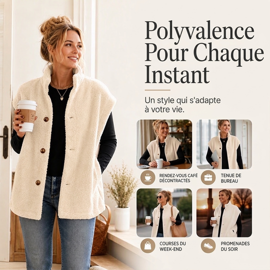 Gilet chaud décontracté en sherpa pour femme