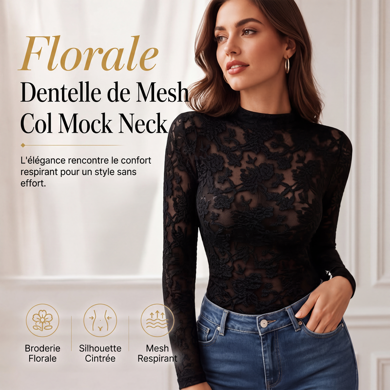 Chemise en dentelle élégante à manches longues pour femme