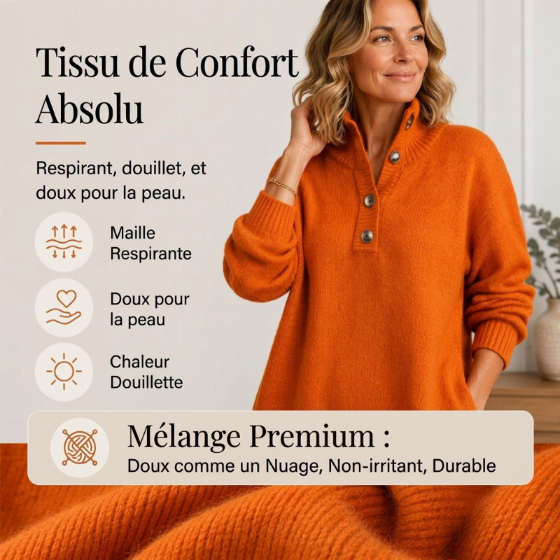 Robe pull en maille côtelée à col rabattant pour femme