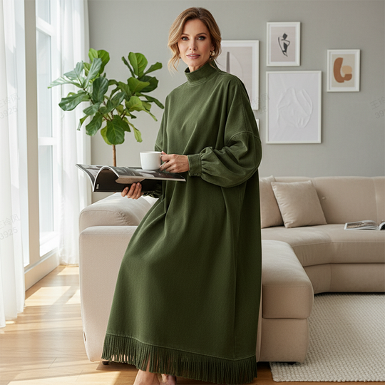 Robe décontractée unie en faux daim pour femme