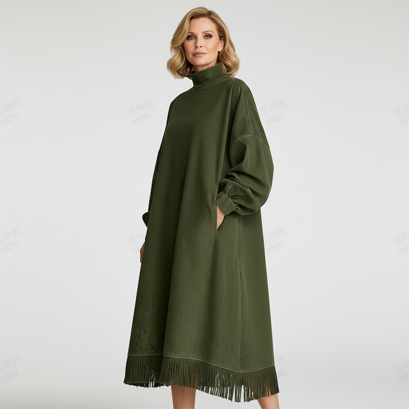 Robe décontractée unie en faux daim pour femme