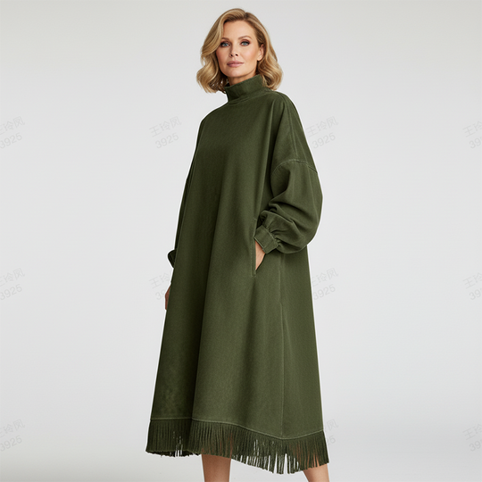 Robe décontractée unie en faux daim pour femme