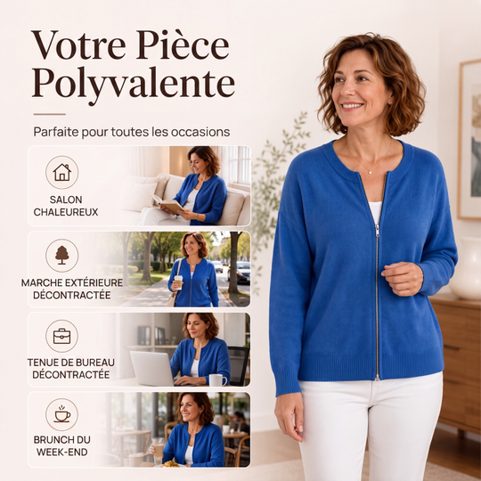 ☁️Veste en maille décontractée à fermeture éclair pour femme