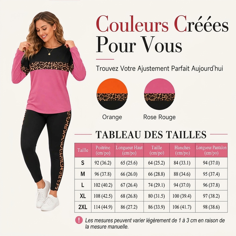 ⏳Liquidation totale!Ensemble 2 pièces décontracté pour femme à imprimé léopard