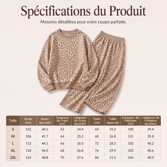 ⏳Liquidation totale⏳Ensemble sweat à imprimé léopard et pantalon large pour femme