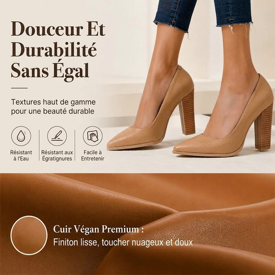 Escarpins femme à talons hairs épais et bout pointu élégants