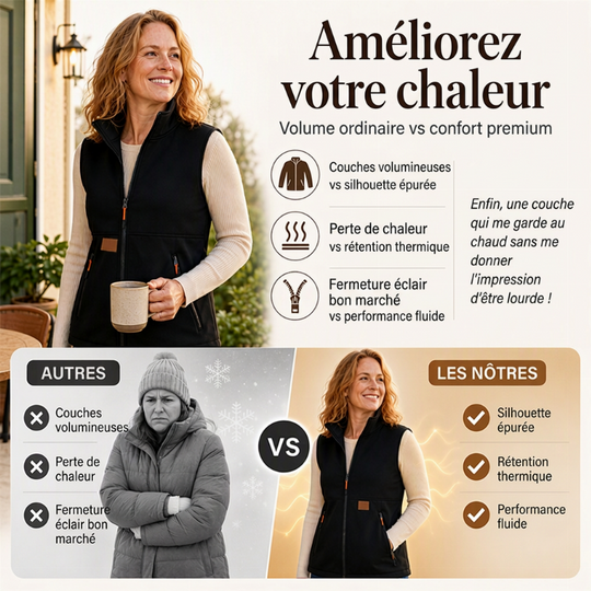 Gilet thermique d'hiver à col montant pour femme