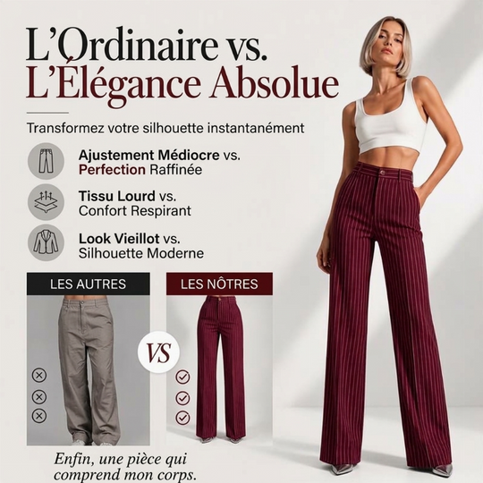 ⏳Liquidation totale⏳Pantalon à pattes d'éléphant rayé taille haute pour femme