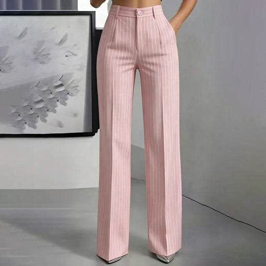 ⏳Liquidation totale⏳Pantalon à pattes d'éléphant rayé taille haute pour femme