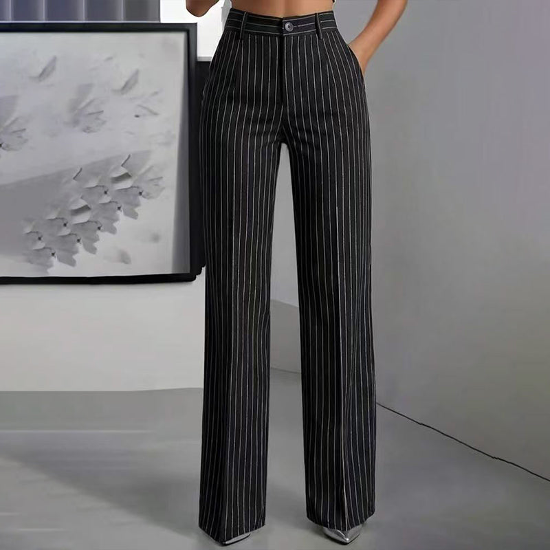 ⏳Liquidation totale⏳Pantalon à pattes d'éléphant rayé taille haute pour femme
