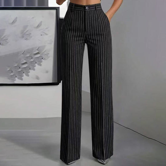 ⏳Liquidation totale⏳Pantalon à pattes d'éléphant rayé taille haute pour femme