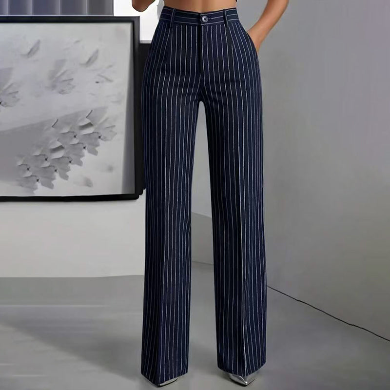 ⏳Liquidation totale⏳Pantalon à pattes d'éléphant rayé taille haute pour femme
