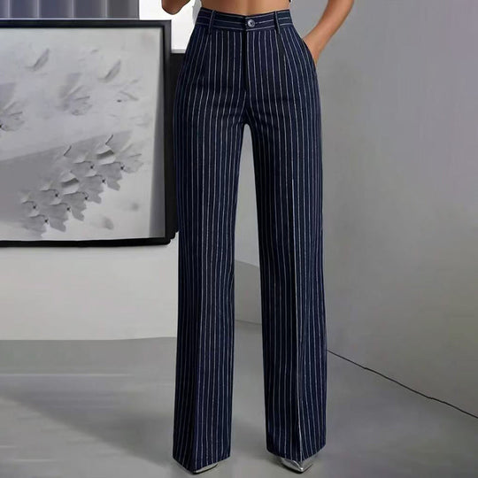 ⏳Liquidation totale⏳Pantalon à pattes d'éléphant rayé taille haute pour femme