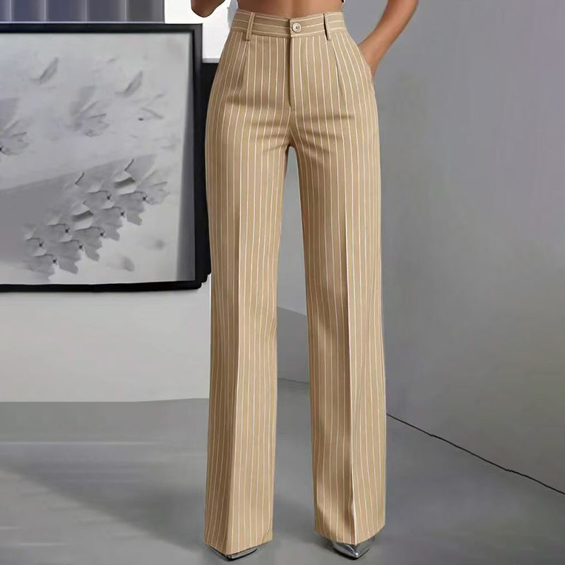 ⏳Liquidation totale⏳Pantalon à pattes d'éléphant rayé taille haute pour femme