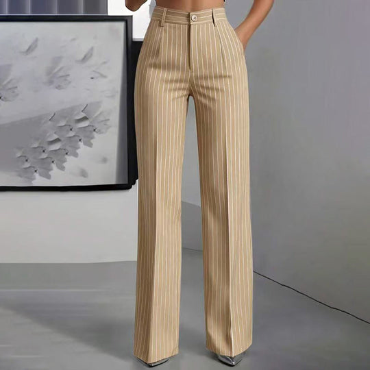⏳Liquidation totale⏳Pantalon à pattes d'éléphant rayé taille haute pour femme