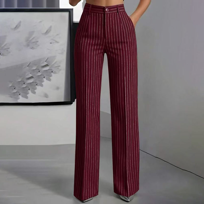 ⏳Liquidation totale⏳Pantalon à pattes d'éléphant rayé taille haute pour femme