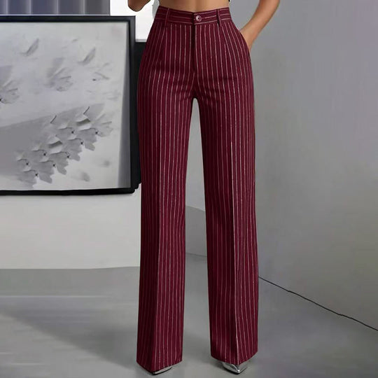 ⏳Liquidation totale⏳Pantalon à pattes d'éléphant rayé taille haute pour femme