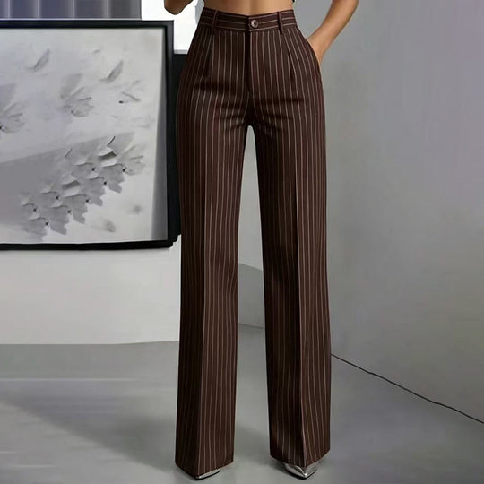 ⏳Liquidation totale⏳Pantalon à pattes d'éléphant rayé taille haute pour femme