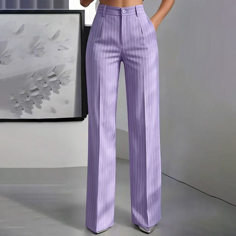 ⏳Liquidation totale⏳Pantalon à pattes d'éléphant rayé taille haute pour femme