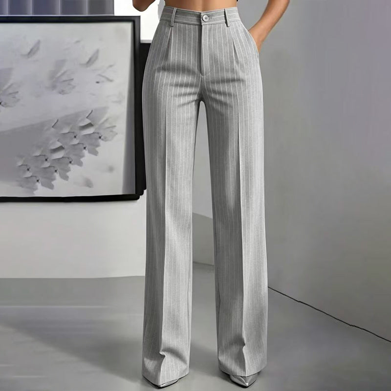 ⏳Liquidation totale⏳Pantalon à pattes d'éléphant rayé taille haute pour femme