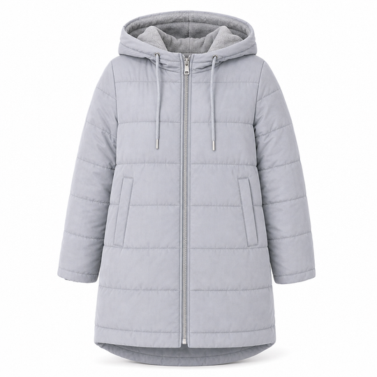 👜 -50 % sur toute la mode femme ! ✨Manteau matelé long à capuche et coupe slim, couleur unie, avec poches pour l'hiver