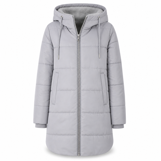 👜 -50 % sur toute la mode femme ! ✨Manteau matelé long à capuche et coupe slim, couleur unie, avec poches pour l'hiver