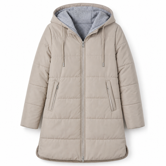 👜 -50 % sur toute la mode femme ! ✨Manteau matelé long à capuche et coupe slim, couleur unie, avec poches pour l'hiver